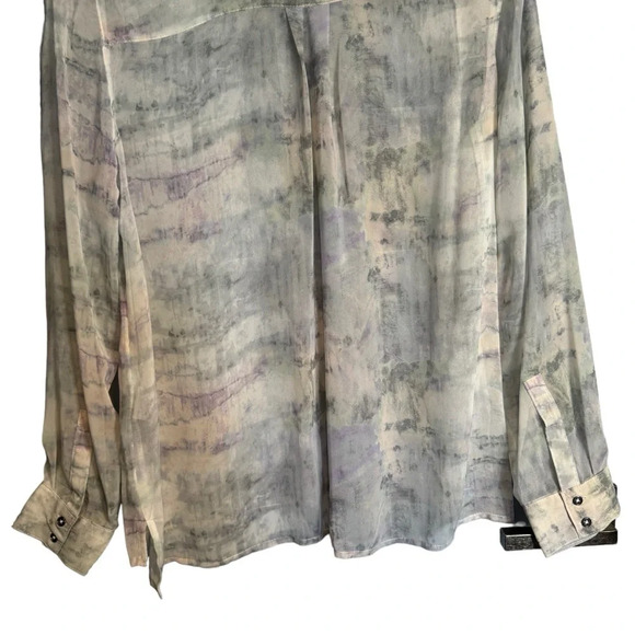 Silence + Noise Urban Outfitters Sheer Tie Dye  Pastel High Low Split Hem Blouse - Picture 6 of 15